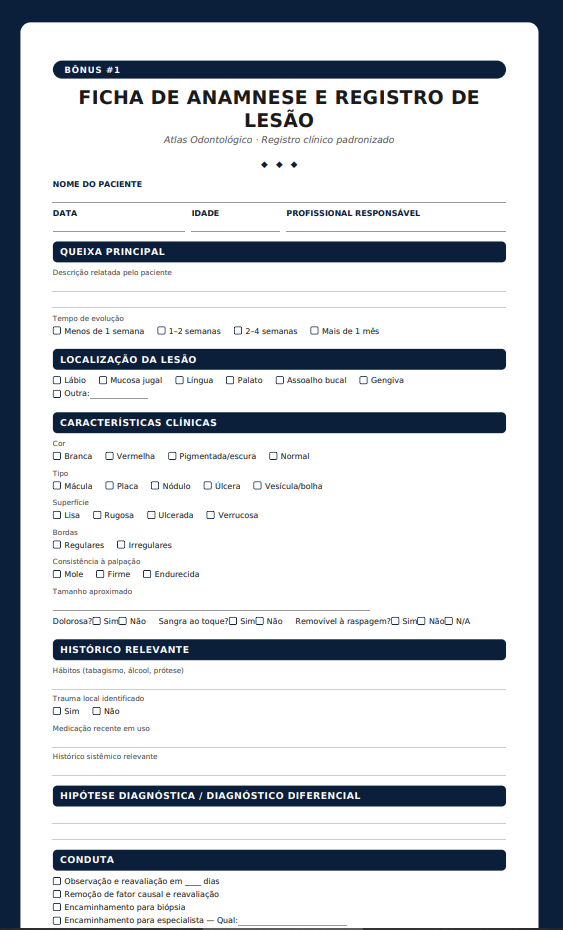Ficha de Anamnese e Registro de Lesão
